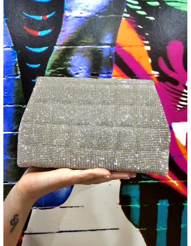 Bolso brillantes plata